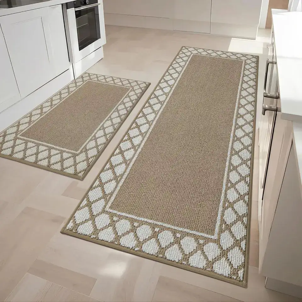 Grid Border Kitchen Rug Set