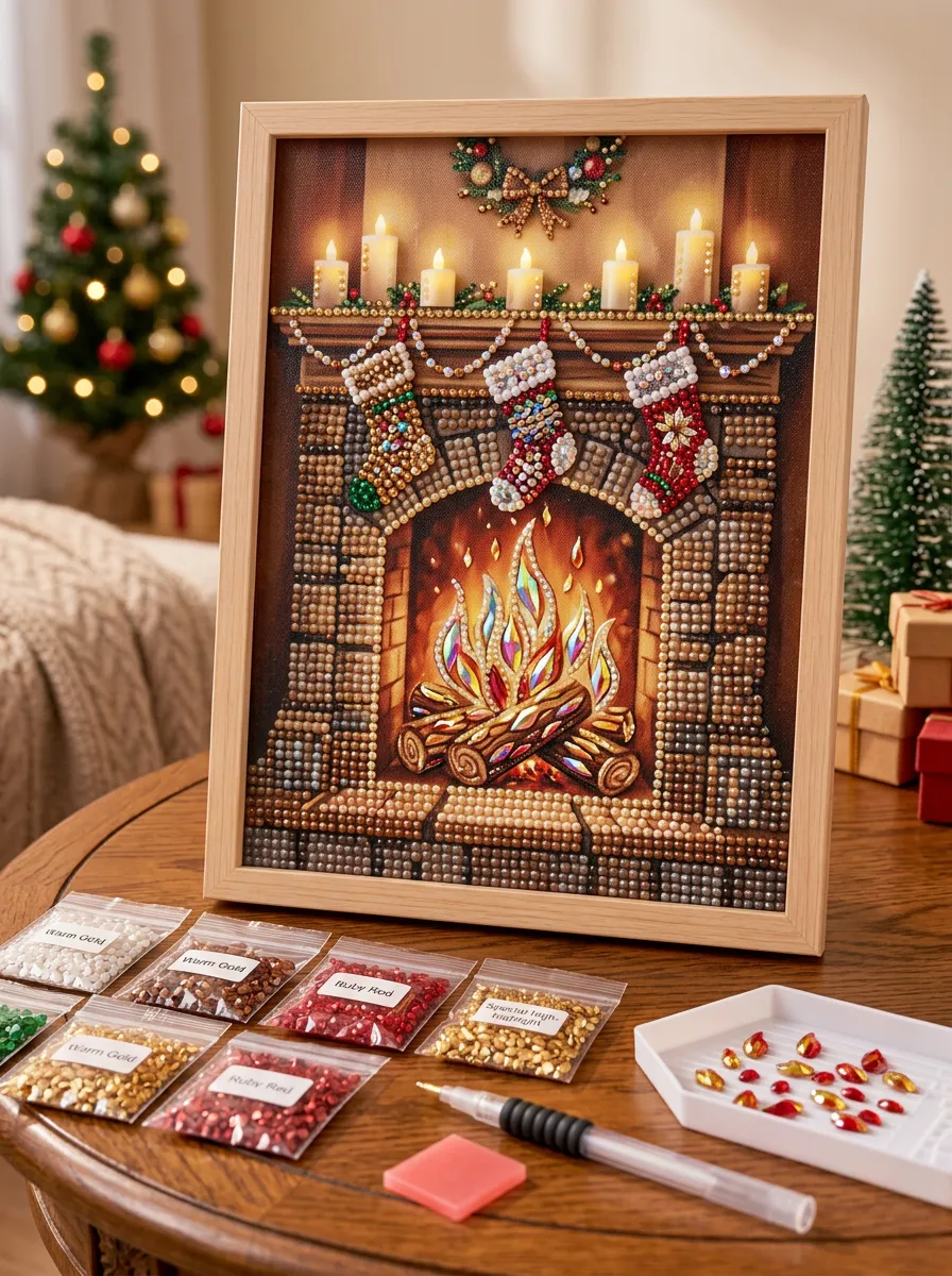 Fireplace Stockings Christmas DIY Diamond Painting Kit