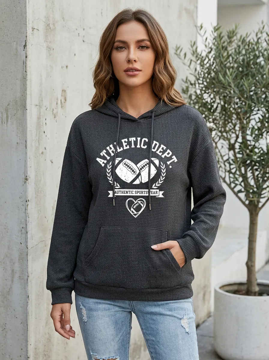 Women's Gridiron Heart Waffle Hoodie