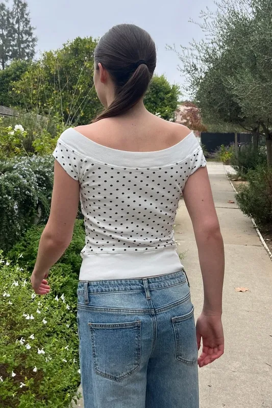 Soft White Polka Dot Top