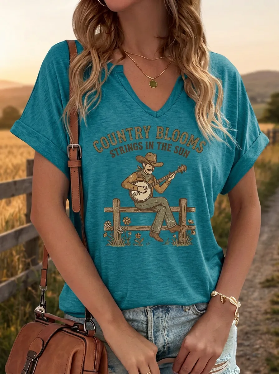 Banjo Women's Country Music V-Neck T-Shirt