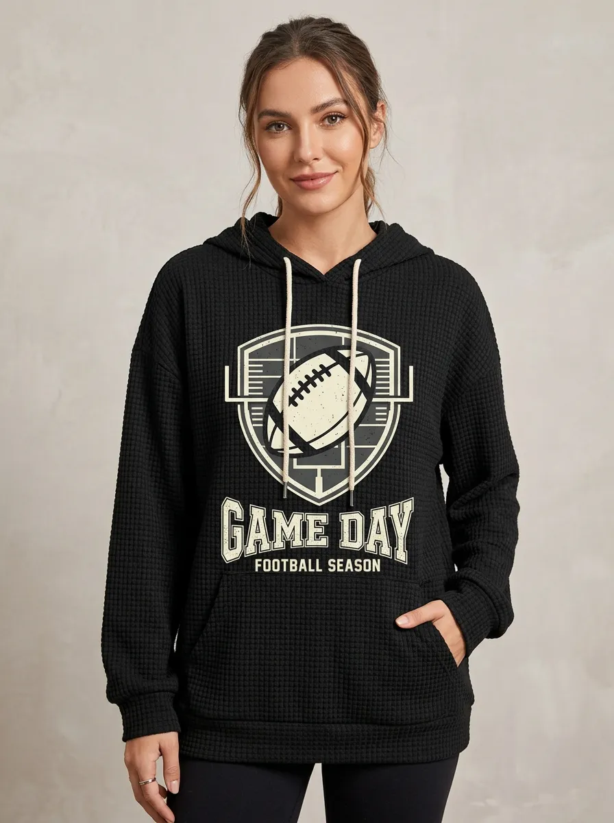 Football Graphic Casual Hoodie