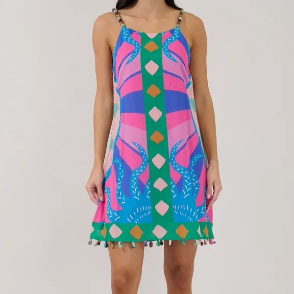 Floral Sleeveless Beaded Dress