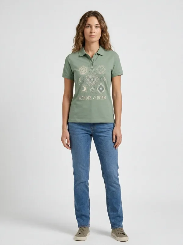 Boho Celestial Mandala Polo Shirt