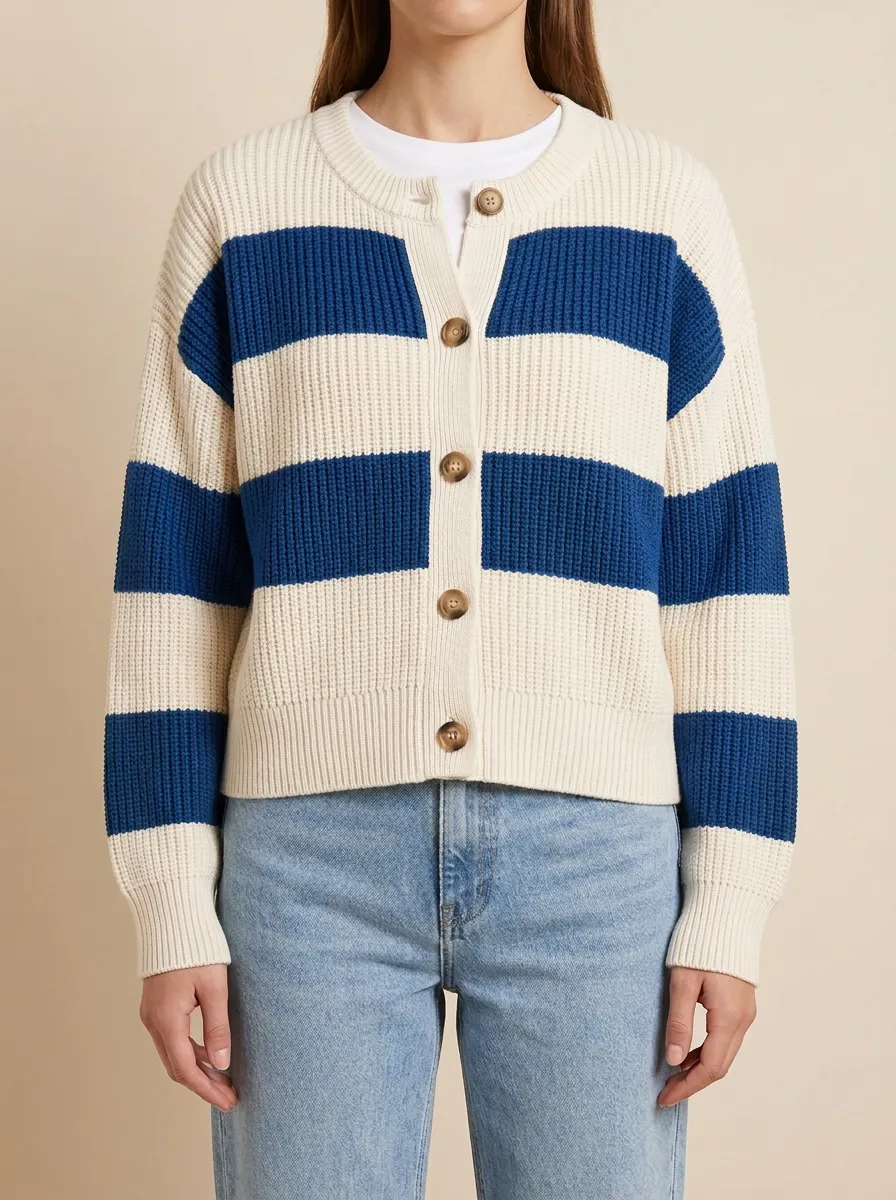 Rugby Ball Rugby Striped Knit Cardigan