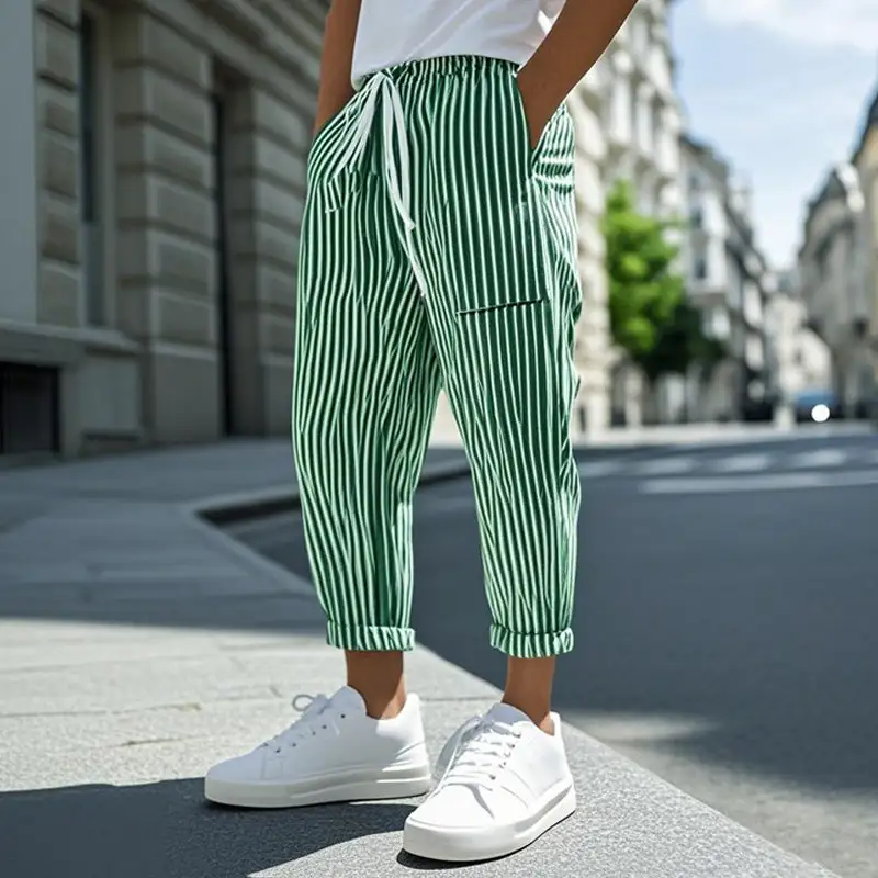 Textured Cotton Pants