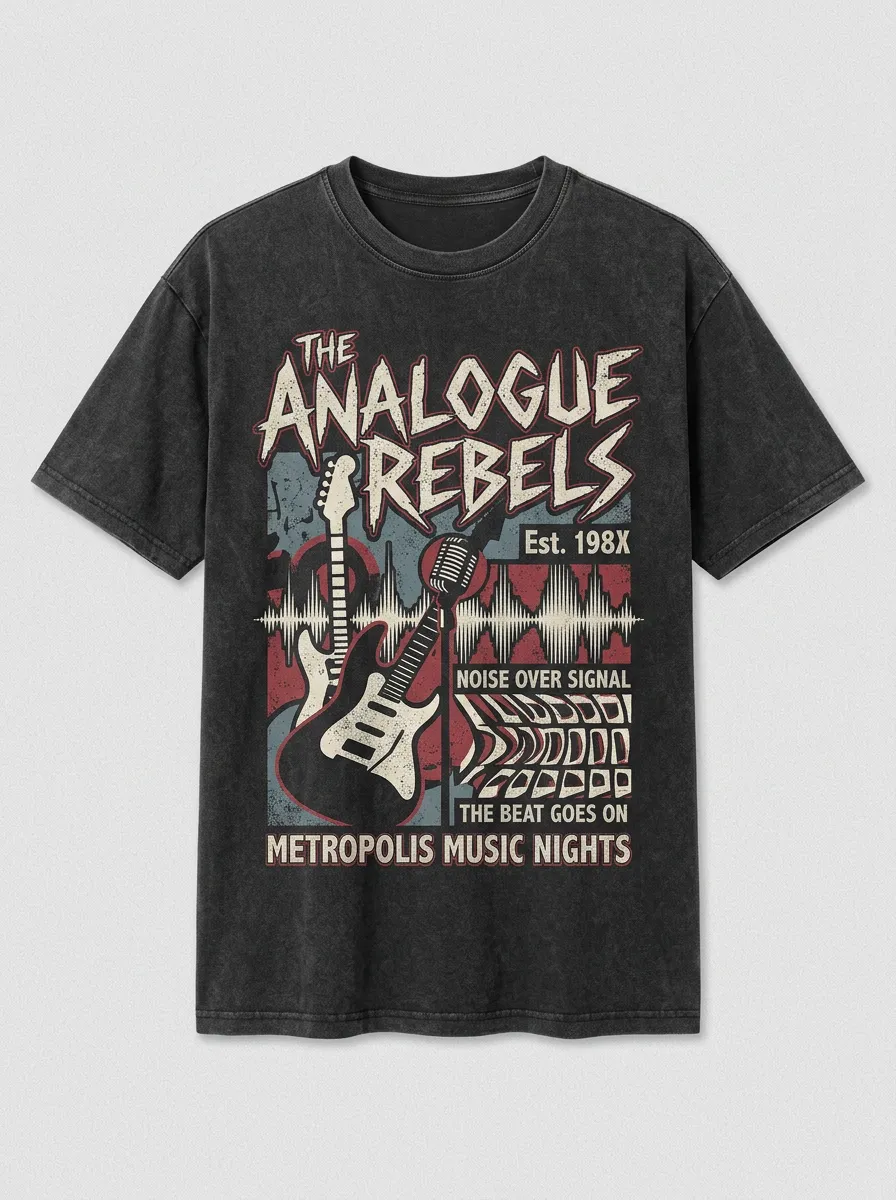 Unisex Rock Band Music Lover Electric Guitar Printed T-shirt