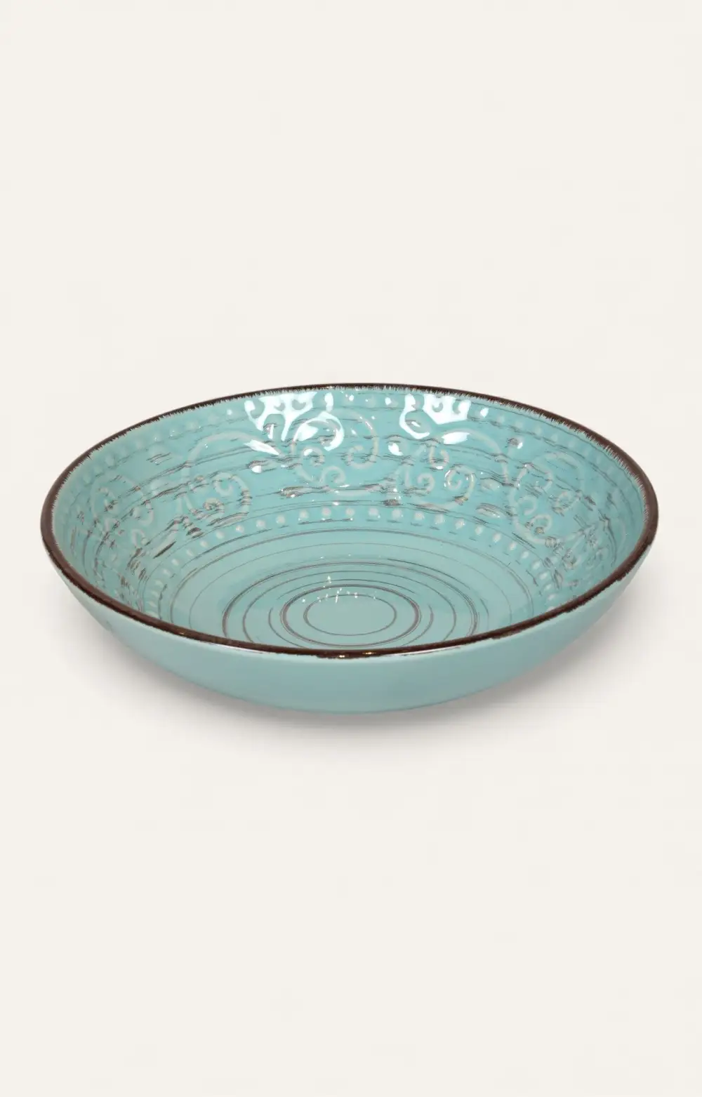 Embossed Country Ceramic Serving Bowl