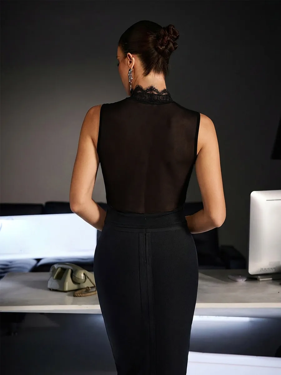 Rebecca Corset Cutout Lace Top