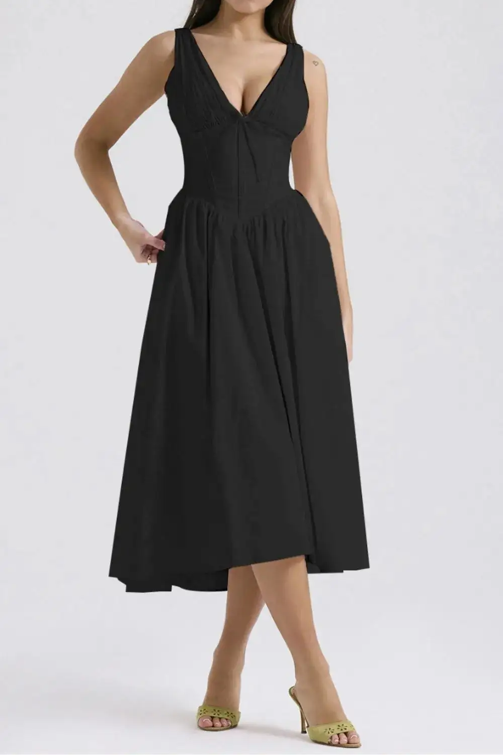 Modern V Neck Sleeveless Casual Dress