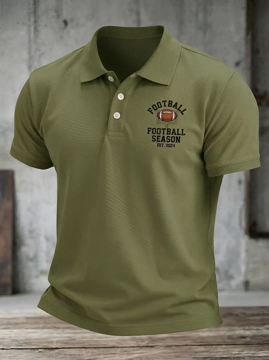 Men's American Football Season Goalpost Printed Polo Shirt