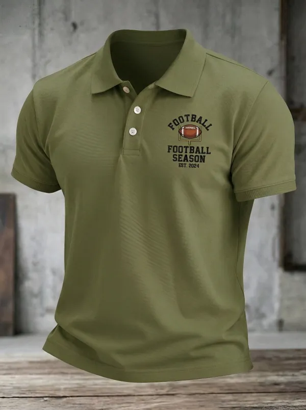 Men's American Football Season Goalpost Printed Polo Shirt