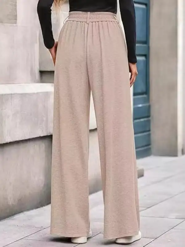 Wide Leg Pocketed Casual Pants