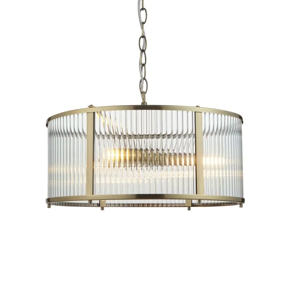 Ribbed Glass Panel Chandelier