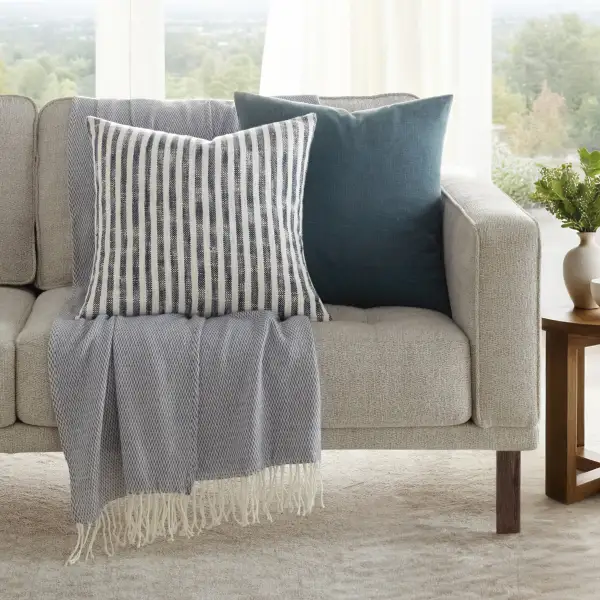 Yarn Dyed Bengal Stripe Solid  Throw Pillows