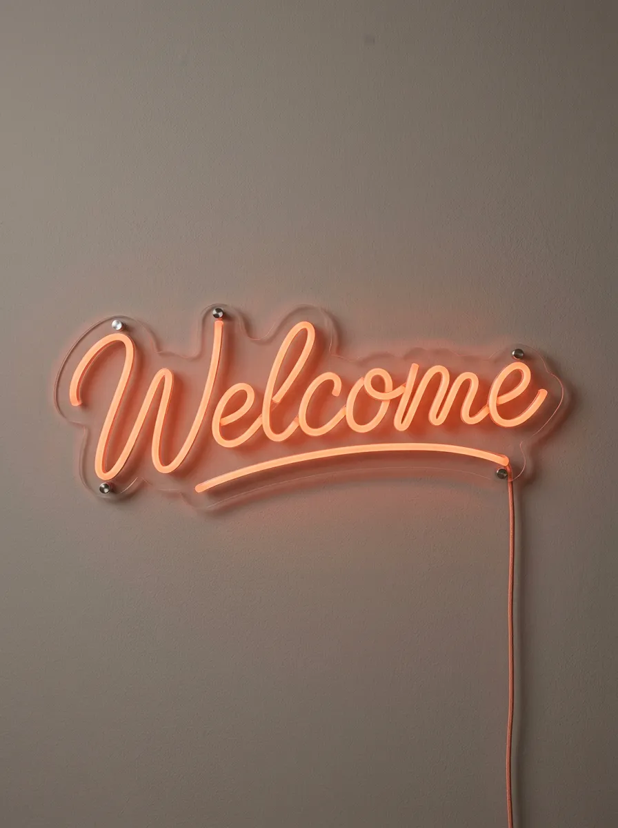 Utility Script Welcome Neon Sign