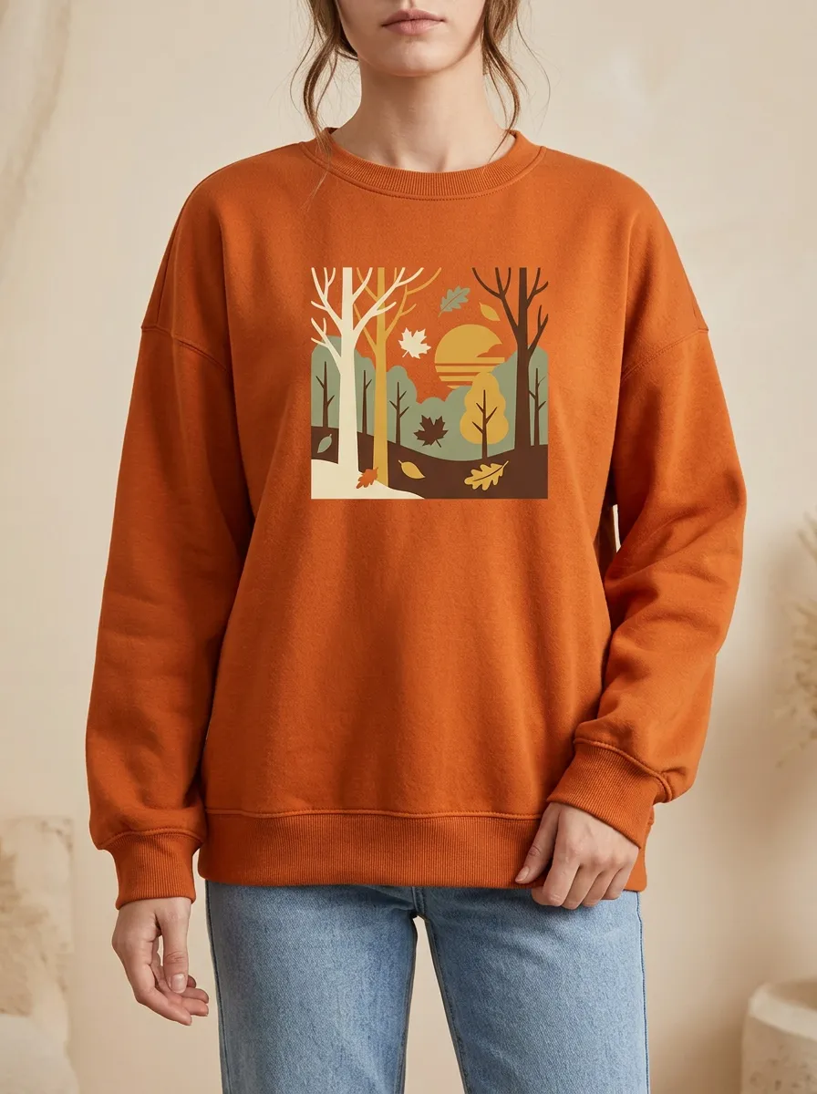 Textured Printed Graphic Sweatshirt