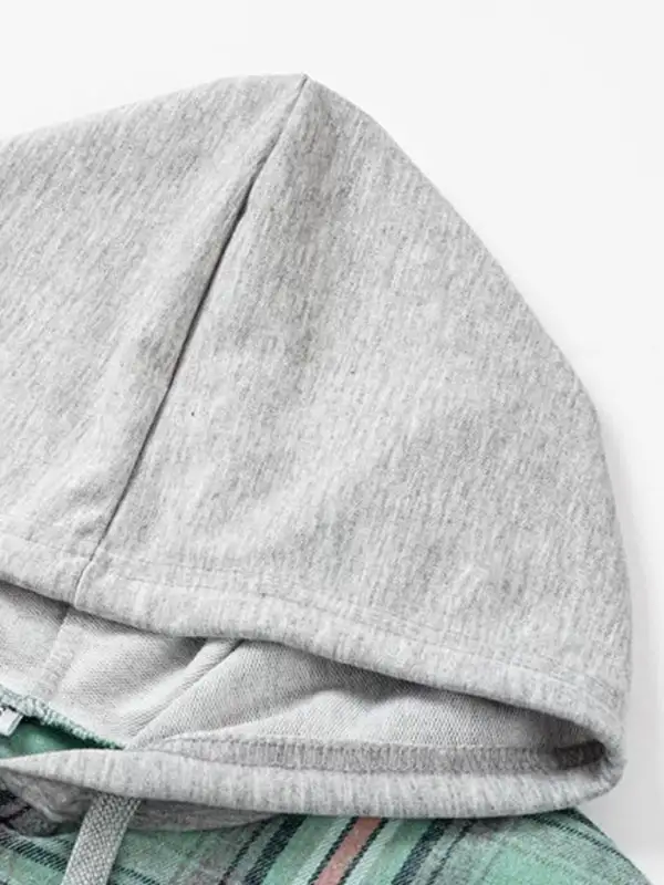 Button-Down Hooded Collared Cotton Jacket