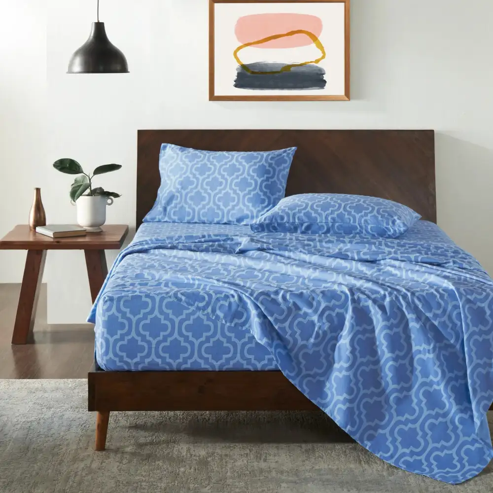 Cotton Flannel Trellis Deep Pocket Sheet Bedding Set