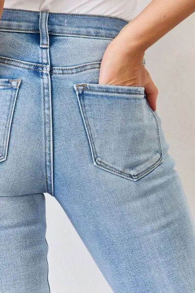 Mid Rise Slit Bootcut Denim Jeans