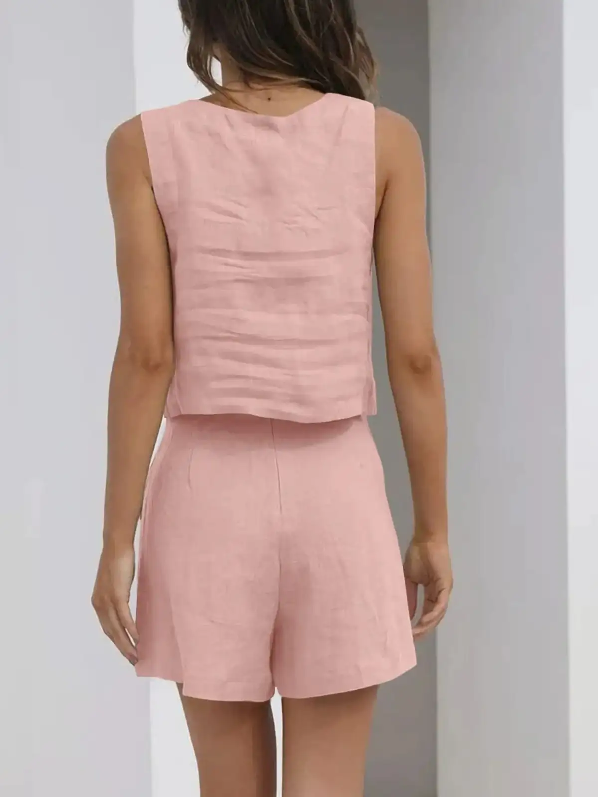 Square-Neck Shorts Matching Set