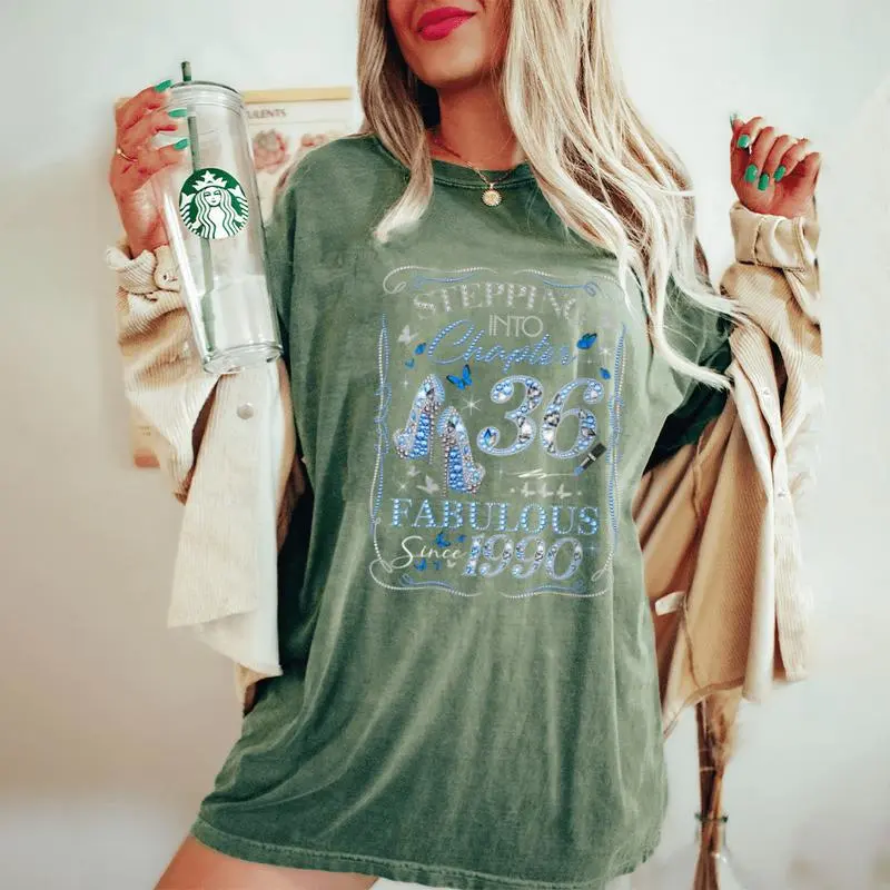 Stepping Into 36 Fabulous Since 1990 36th Birthday Women Women's Oversized Comfort Colors T-Shirt