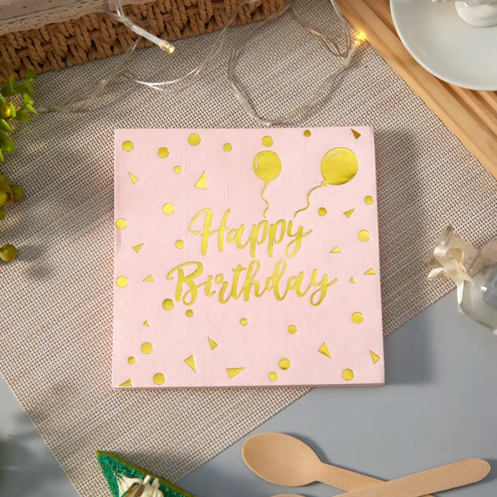Gold Foil Birthday Napkins