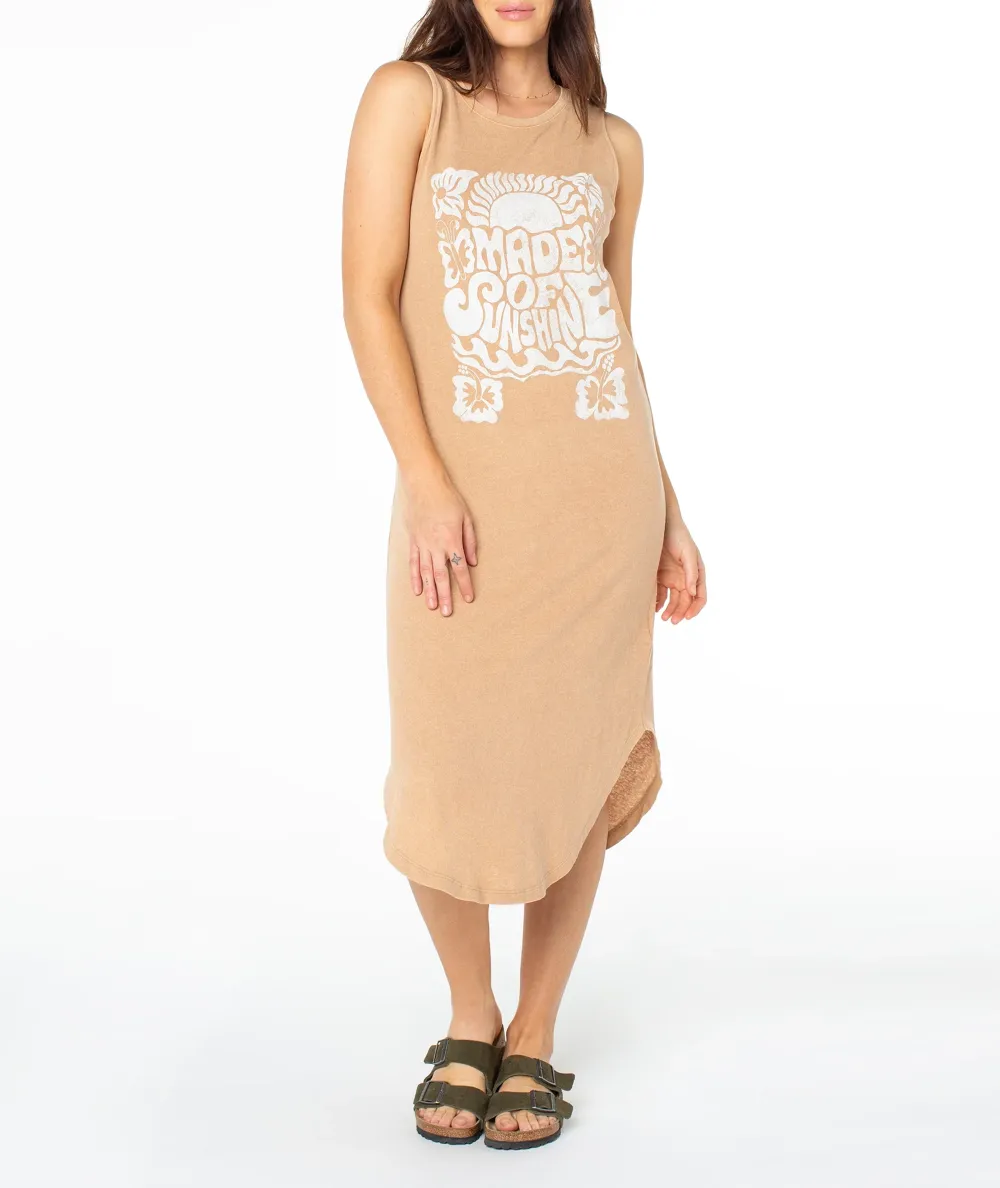 Cartoon-Printed Sleeveless Round-Neck Long Dress