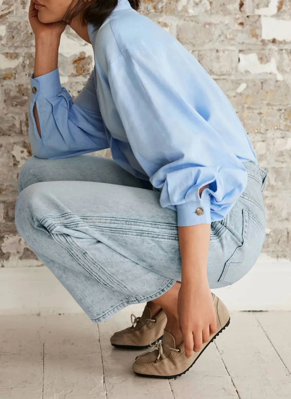 Casual Style Barrel Leg Jeans