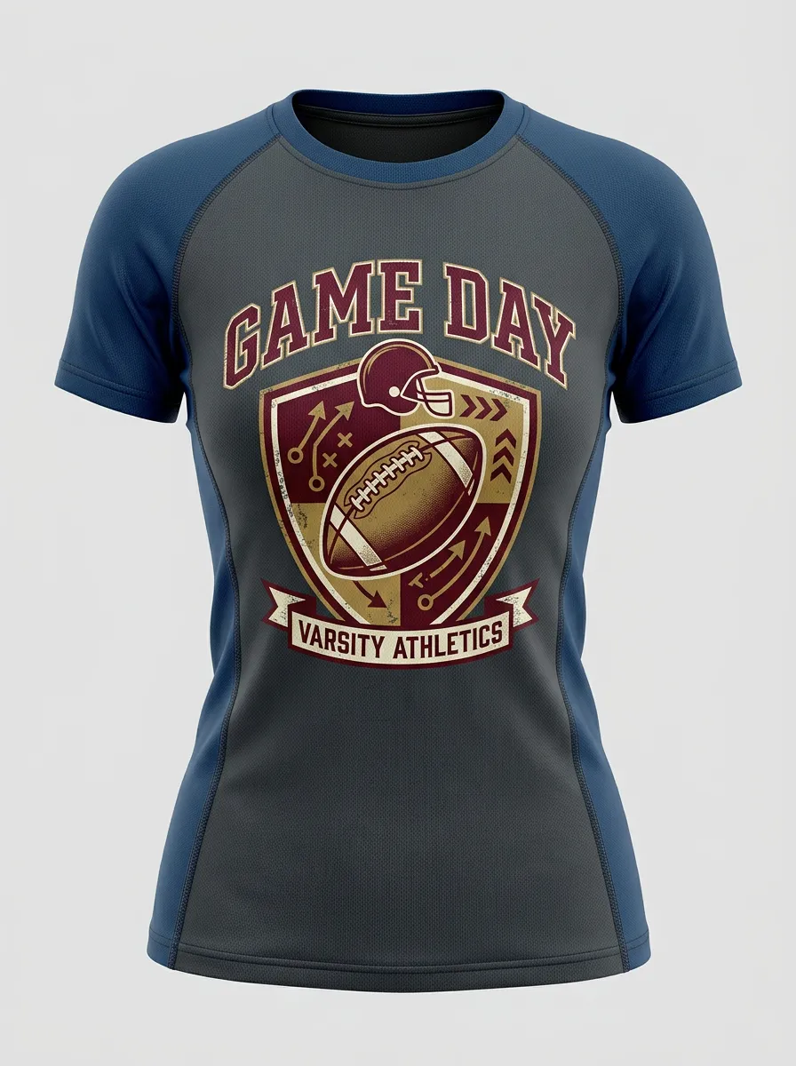 Women's Varsity Football Game Day Shield Printed Top