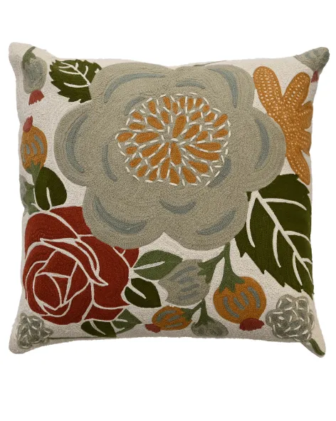 Artisan Floral Cotton Decorative Cushion Cover
