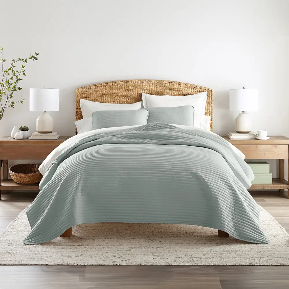 Stripe Stitch Quilted Coverlet Set