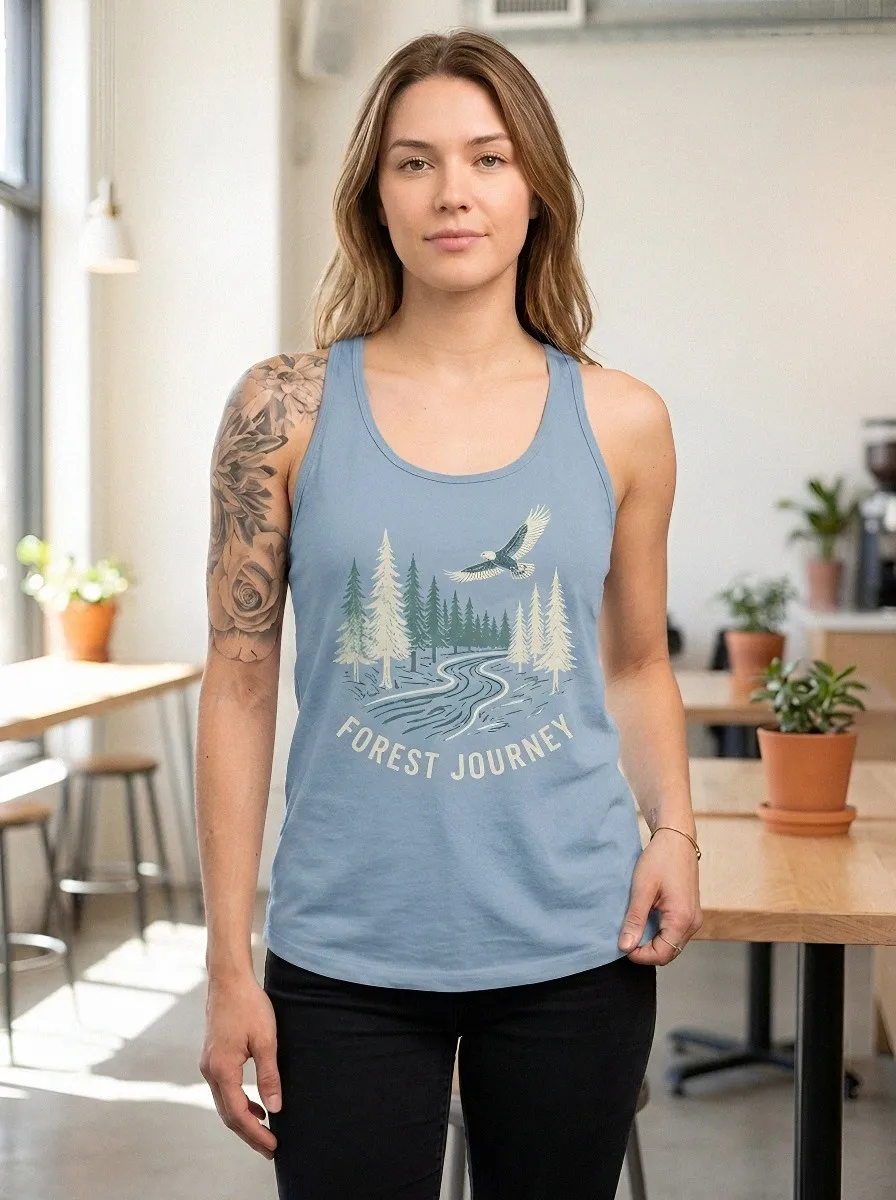 Women's Nature Lover Forest Journey Eagle Printed Tank Top