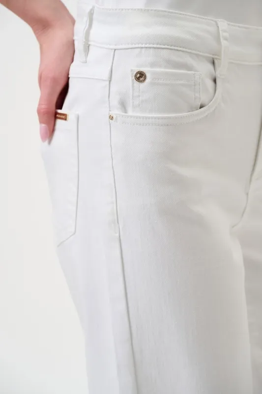 Cotton Denim Button-Front Wide Leg Jeans