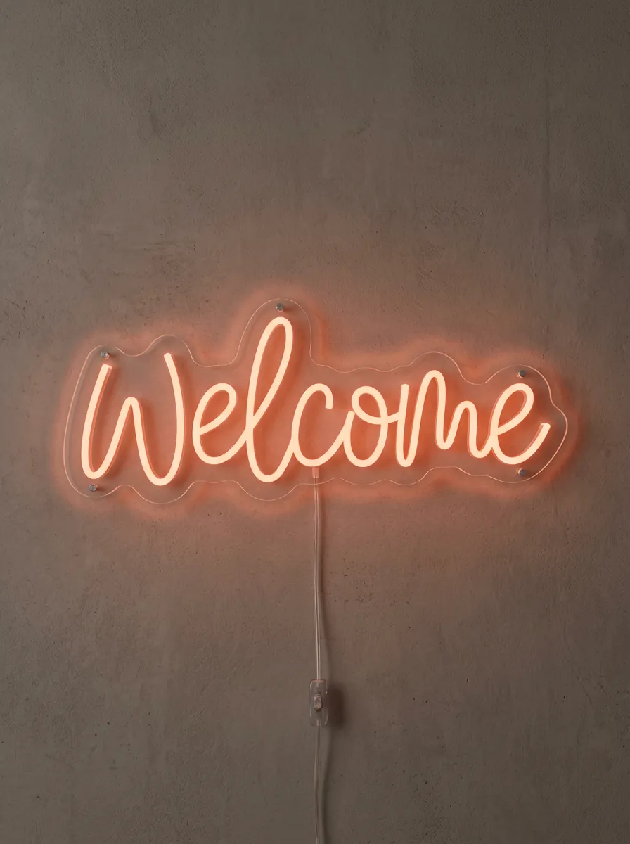 Minimal Script Welcome Neon Sign