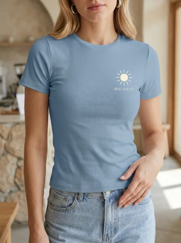 Women's Yoga Wellness Balance Sun Printed T-shirt