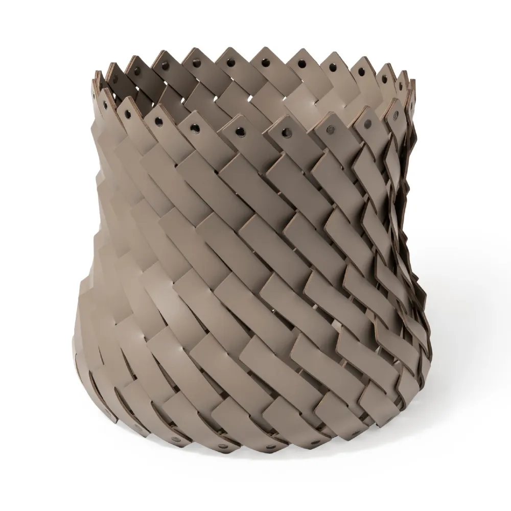 Handwoven Leather Strips Basket