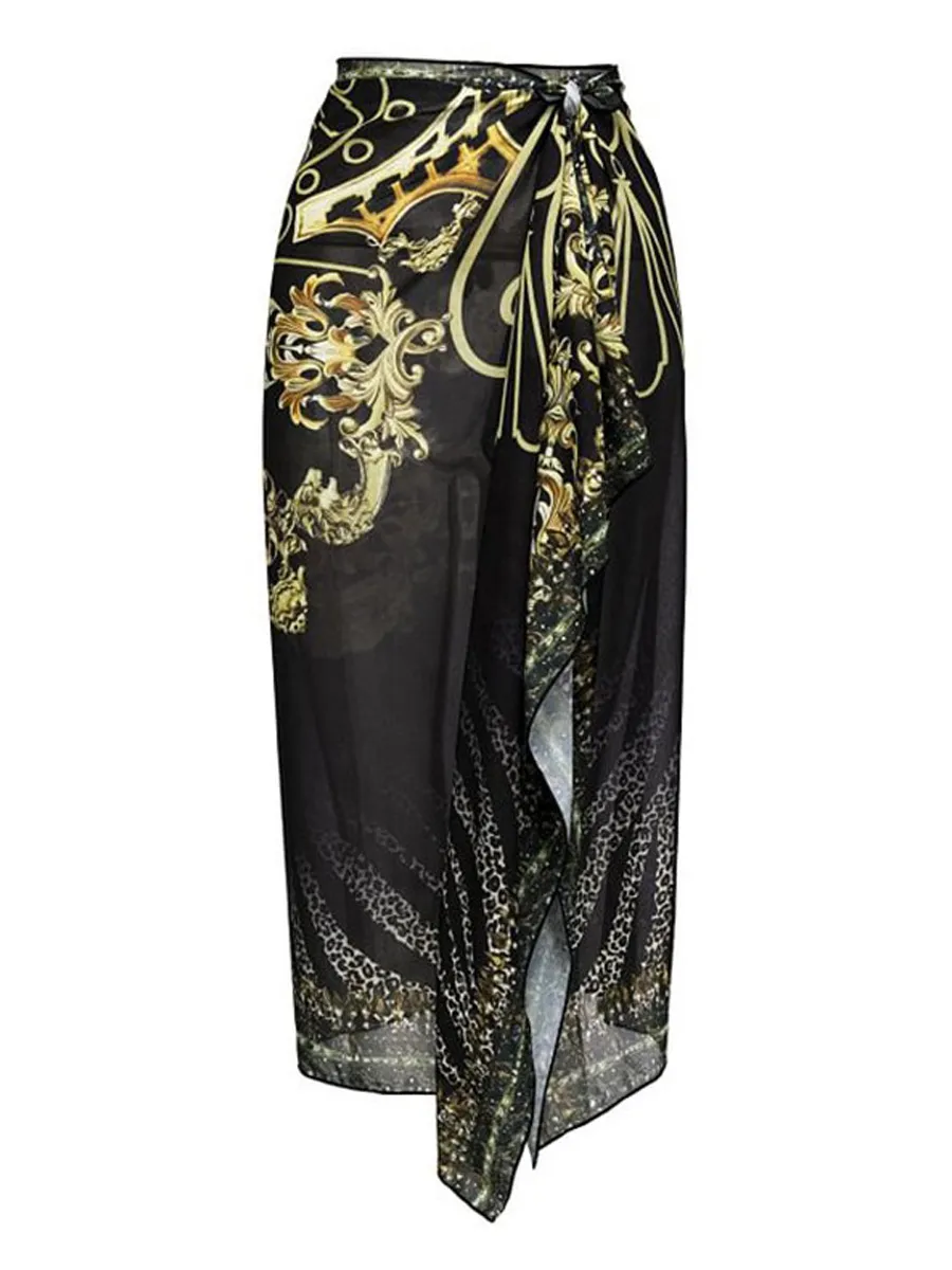 Alora Gold Printed Swimsuit Set