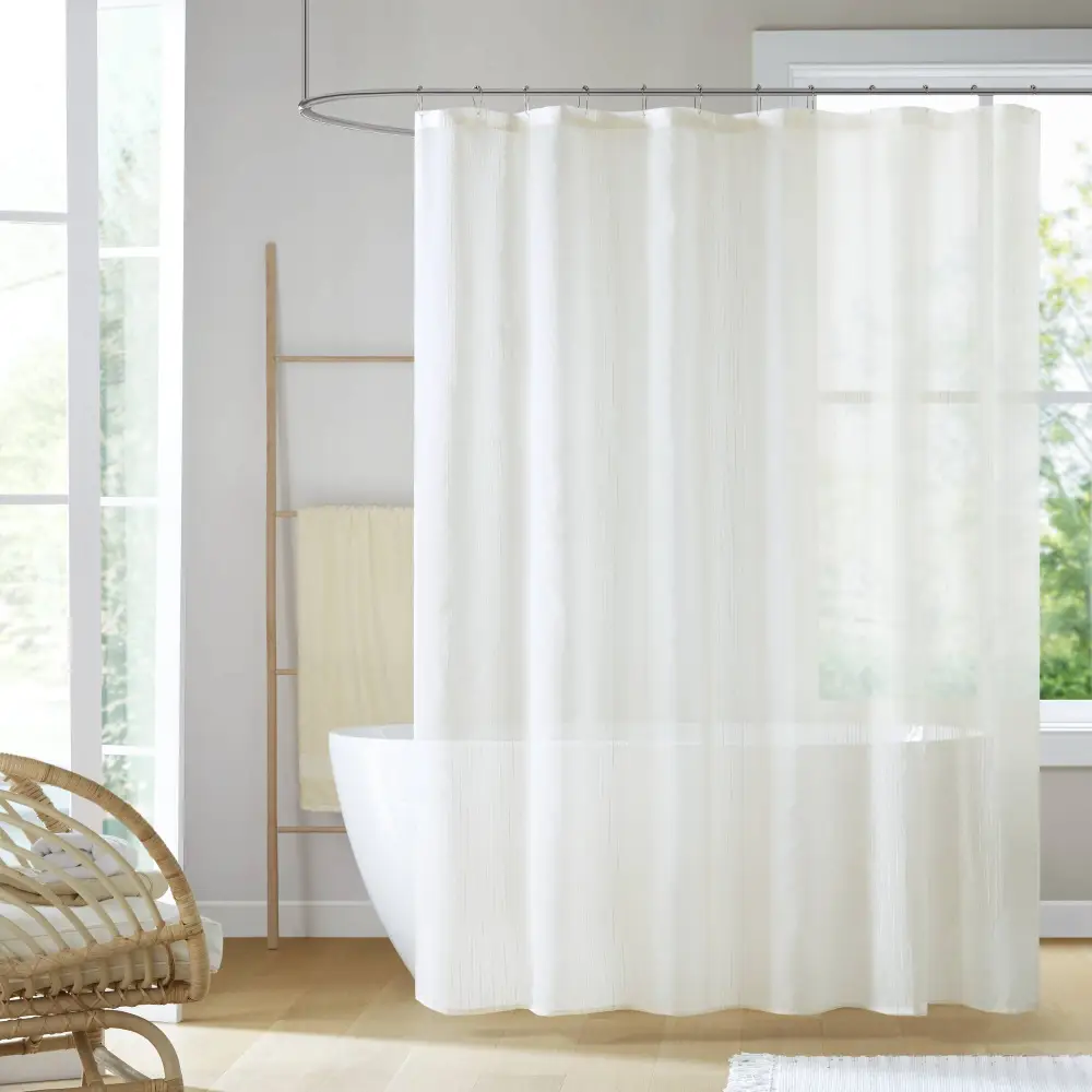 Sheer Polyester Striped Shower Curtain