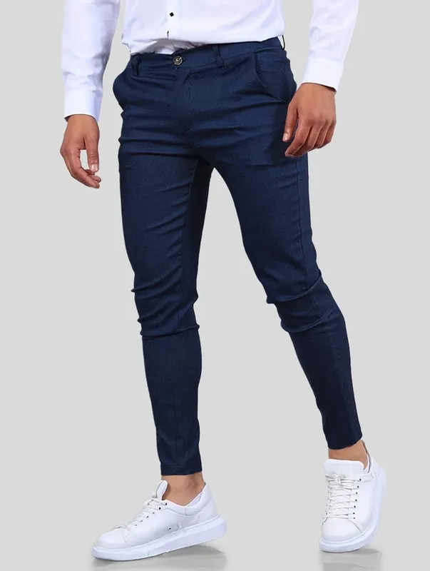 Blue Slim Fit Stretch Pants