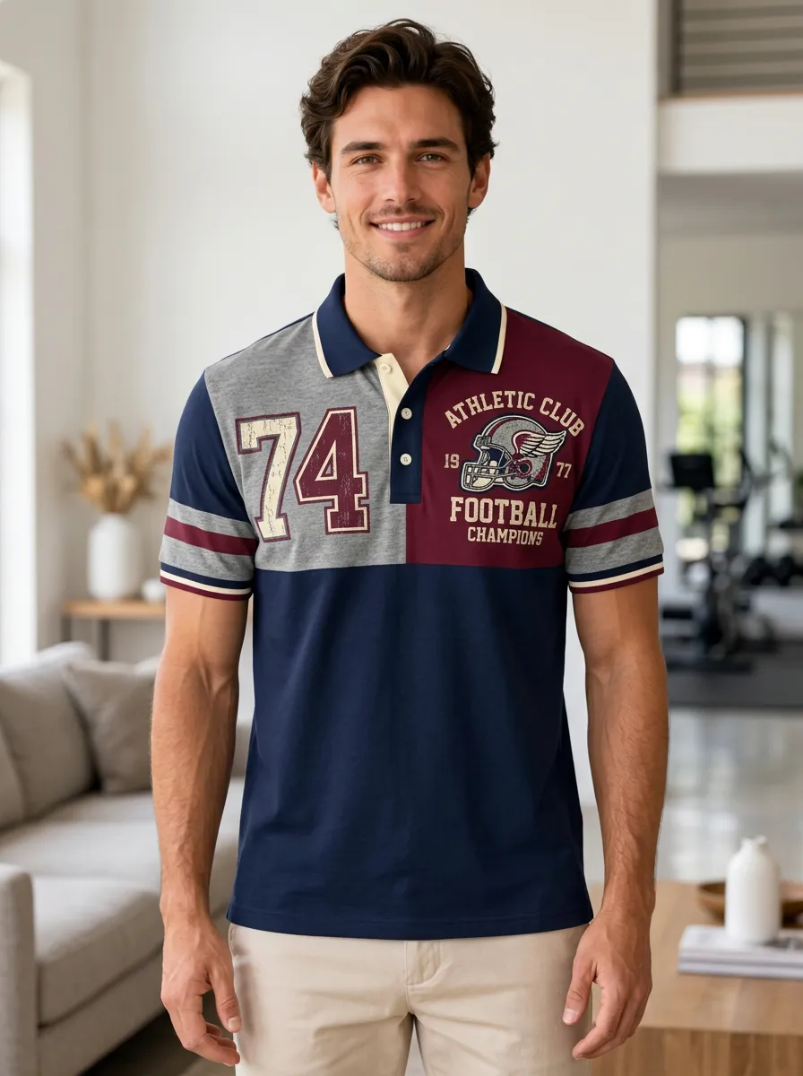 Men's Casual Gridiron Helmet Polo Shirt