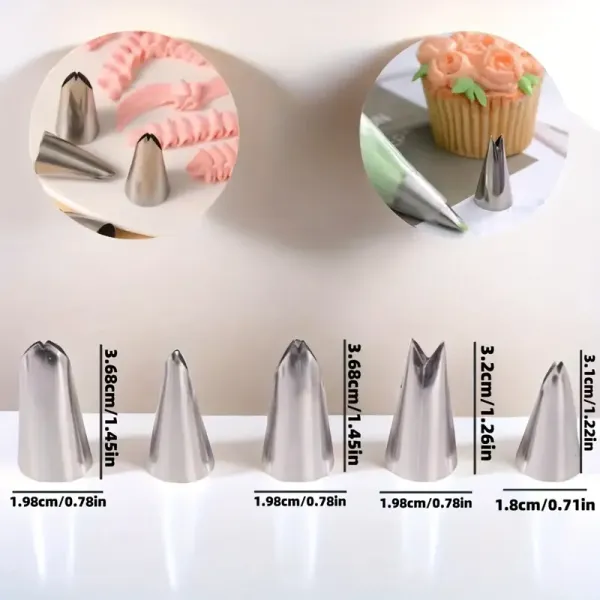 5pcs Stainless Steel Leaf Piping Tip