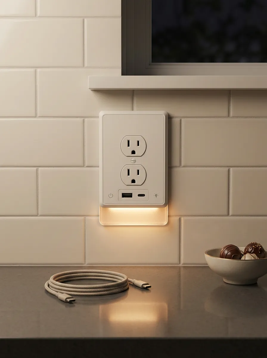 Modern Minimalist USB Charging Printed LED Outlet Cover