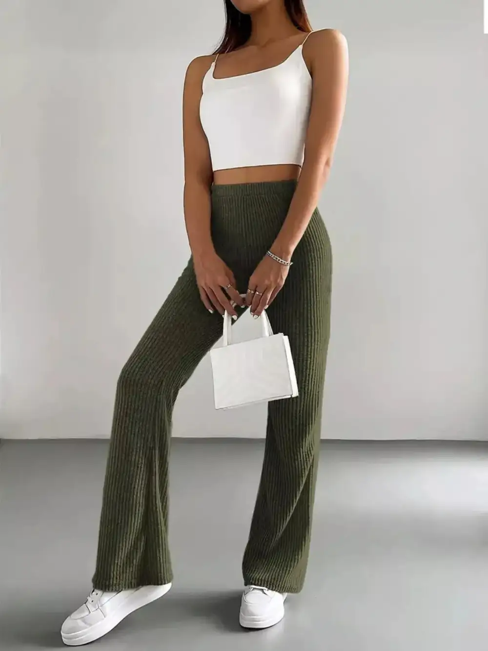 High Waist Flared Casual Pants