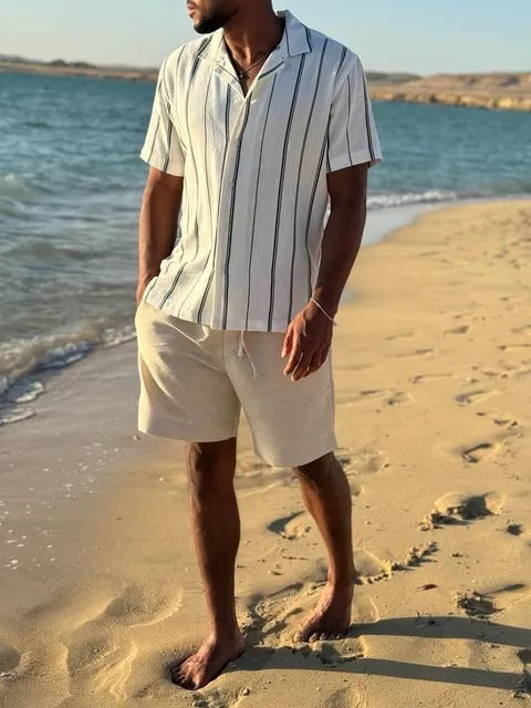 Striped Linen Button Front Shirt