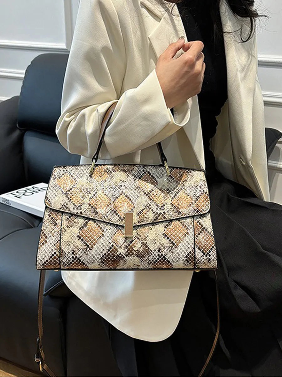 Penelope Snakeskin-Patterned Handbag