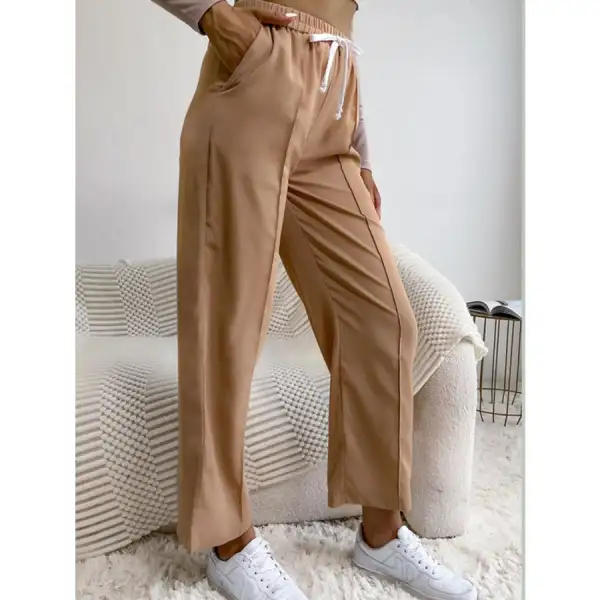 Wide Leg Drawstring Casual Pants