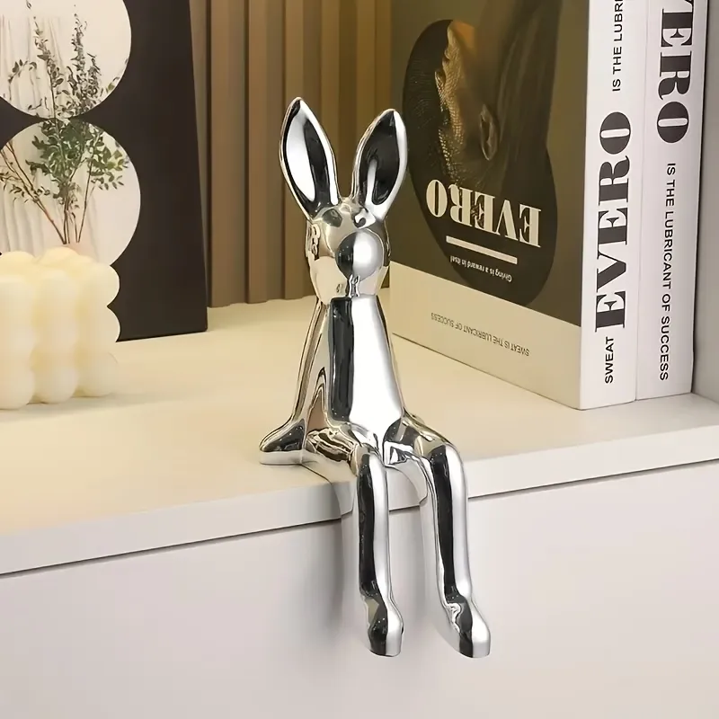Metallic Rabbit Shelf Decor