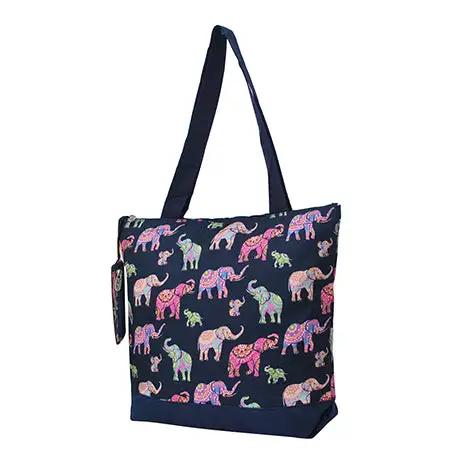 Elephant Print Canvas Tote Bag