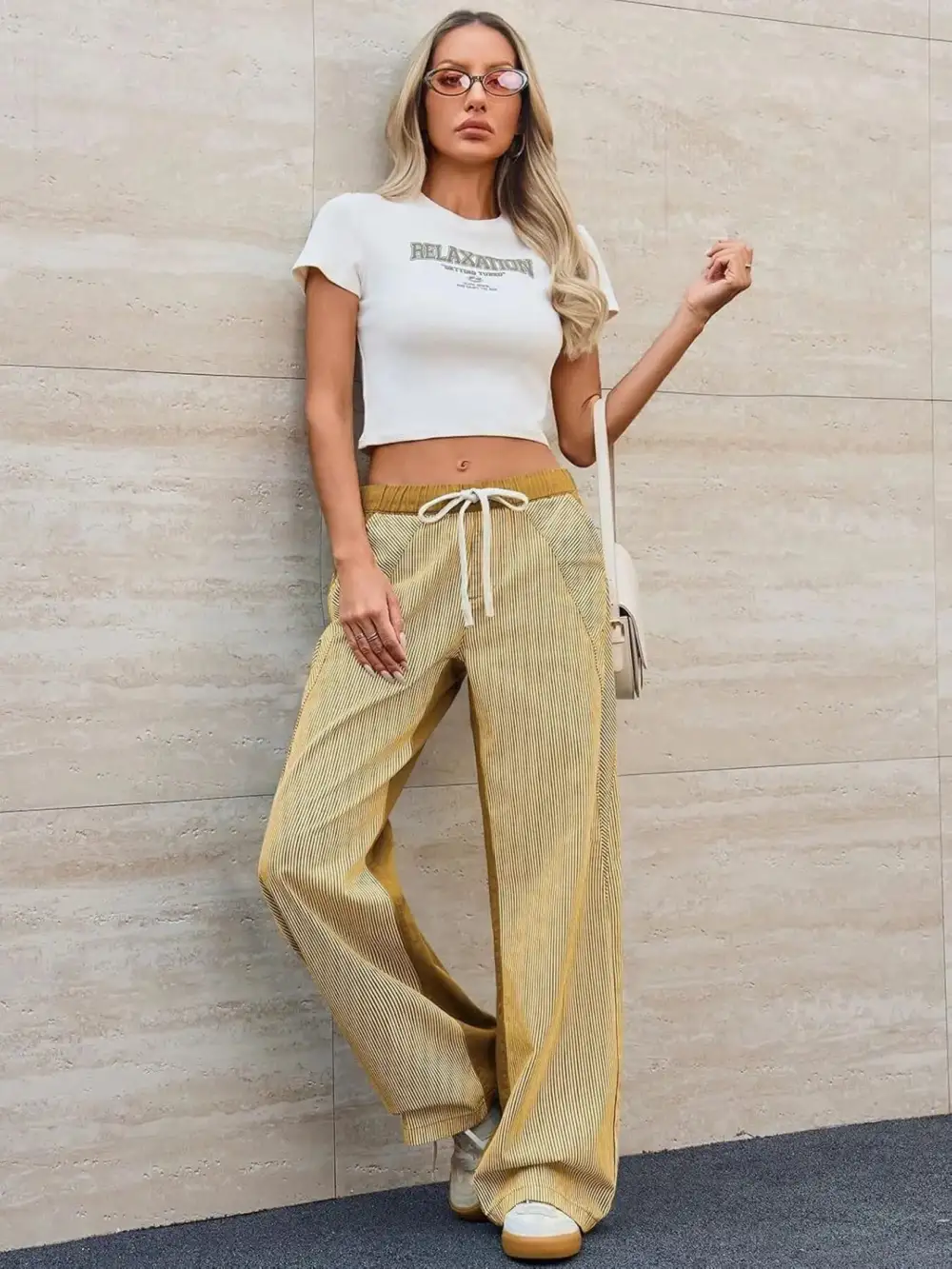 Subtle Texture Flowing Denim Jeans
